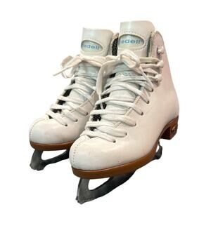 Riedell Youth Size 10 Figure Ice Skates White Made USA Wilson Blades Little Kid